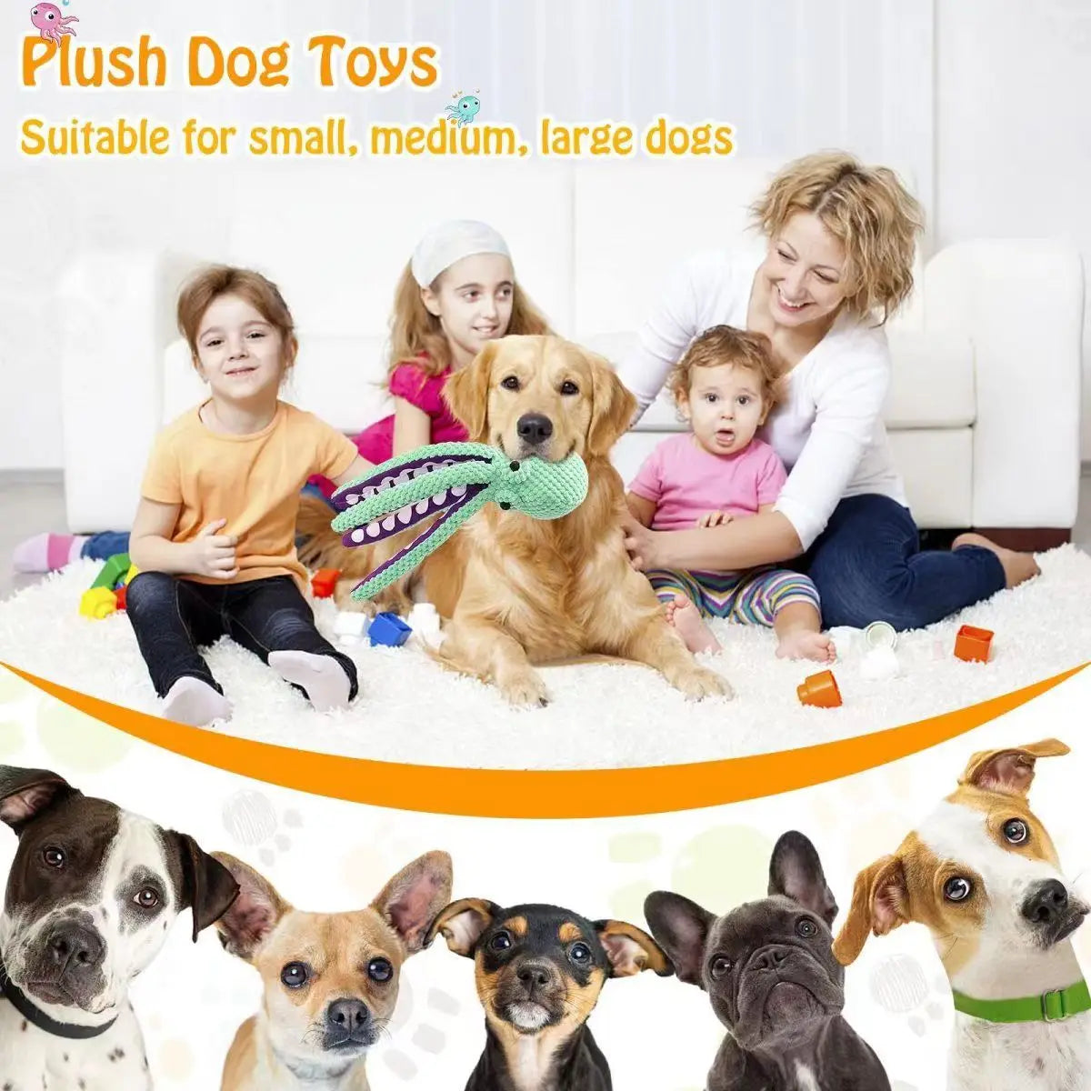 Plush Octopus Dog Toy